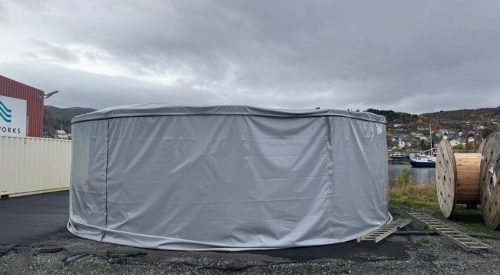 Grå PVC duk 670 gram for dekking av beredskapskabel